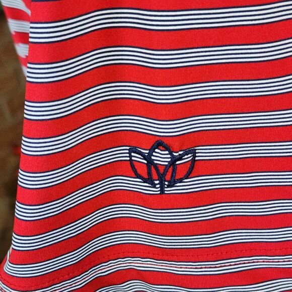 FootJoy FJ Polo Men's M Red Striped Shirt Golf Lightweight Stretch Logo SZ M - Picture 4 of 7